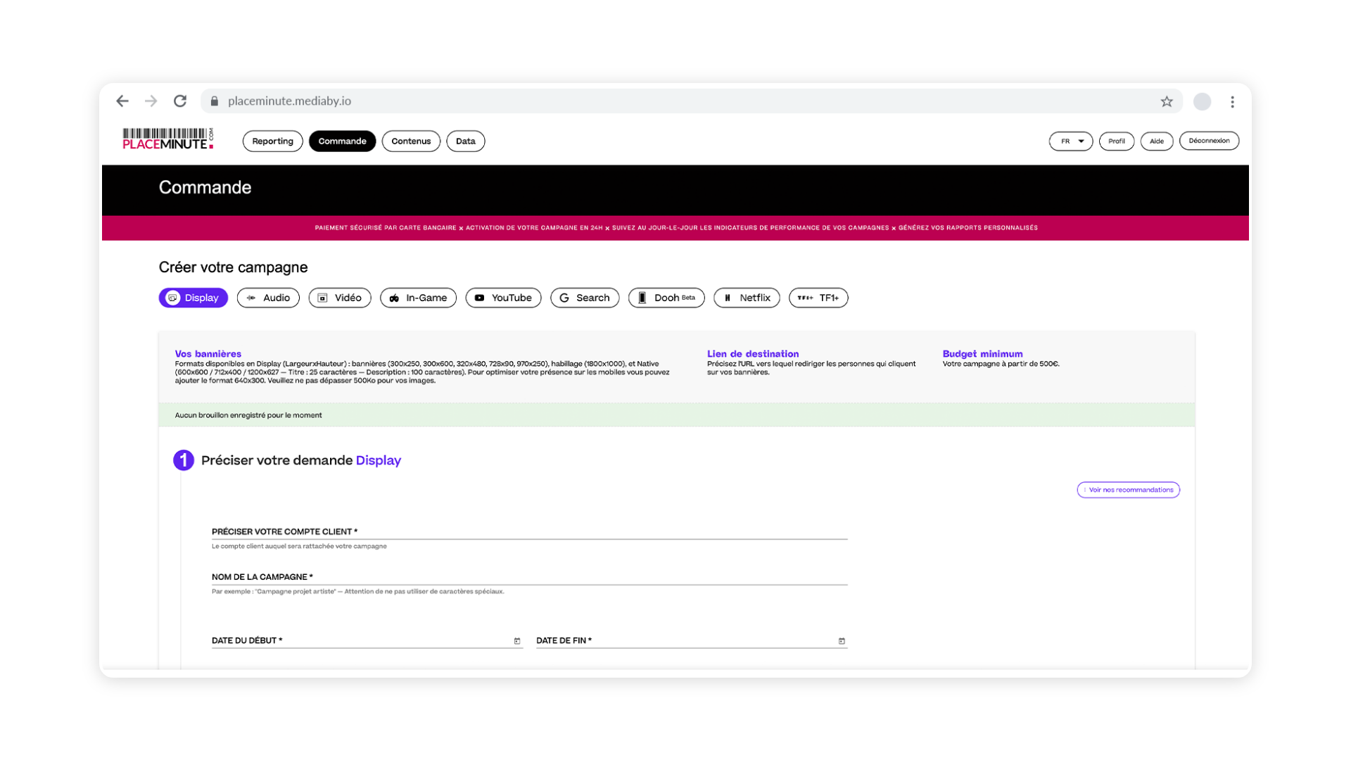 CommMinute – Formats publicitaires